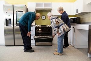 Innovation Center guests looking at smart appliances